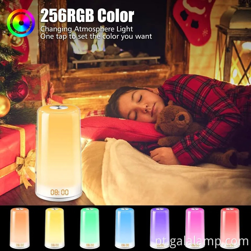 Controle de toque de despertador de LED digital de LED digital leve leve ao nascer do sol